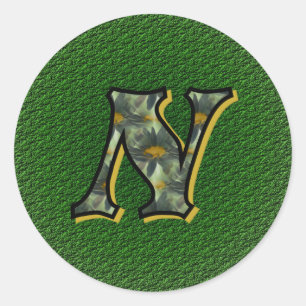 Monogram Initial N Black Daisies Aufkleber