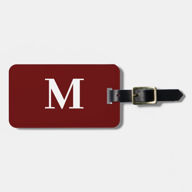 Monogram Initial Name Burgundy Red Gift Bevorzugun Gepäckanhänger (Vorderseite horizontal)