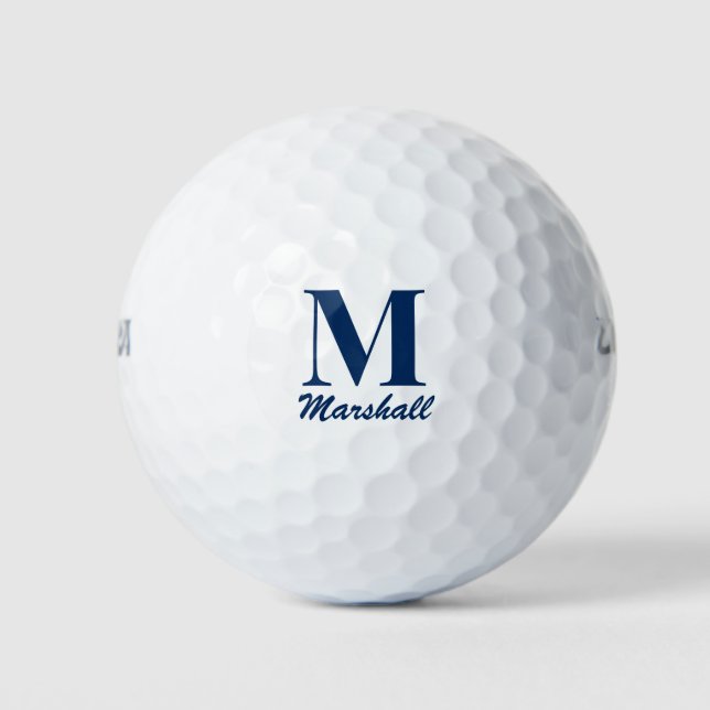 Monogram, Initial Navy Blue Vatertag Golf Golfball (Vorderseite)