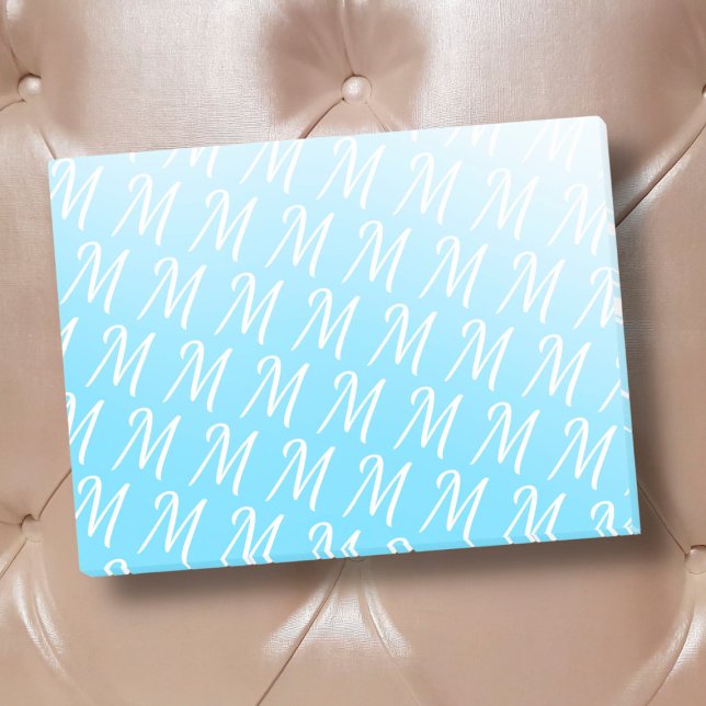 Monogram Initial Pastellblau Gradient Moderne Chic Post-it Klebezettel (Von Creator hochgeladen)