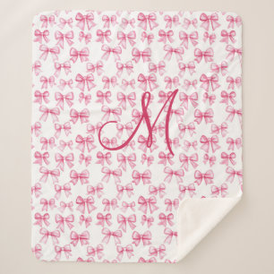 Monogram Initial Pink Bow Coquette Ästhetische Gir Sherpadecke