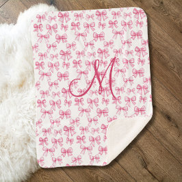 Monogram Initial Pink Bow Coquette Ästhetische Gir Sherpadecke