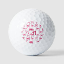 Monogram Initial Pink Bow Coquette Ästhetisches Ge Golfball