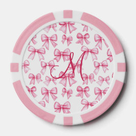 Monogram Initial Pink Bow Coquette Ästhetisches Ge Pokerchips