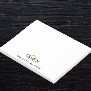 Monogram Initial-Skript weiß schwarz Post-it Klebezettel