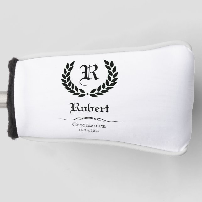 Monogram Initial Trauzeuge Black Trauzeugen - Gesc Golf Headcover (Vorderseite)