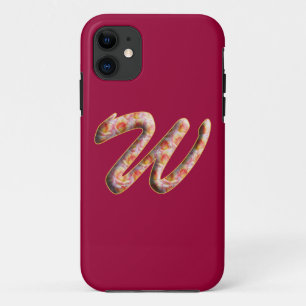 Monogram Initial W in Rose iPhone Case