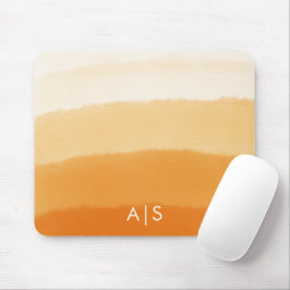 Monogram Initial Watercolor Pumpkin Orange Ombre Mousepad