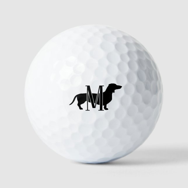 Monogram Initial Wiener Dog Silhouette  Golfball (Vorderseite)