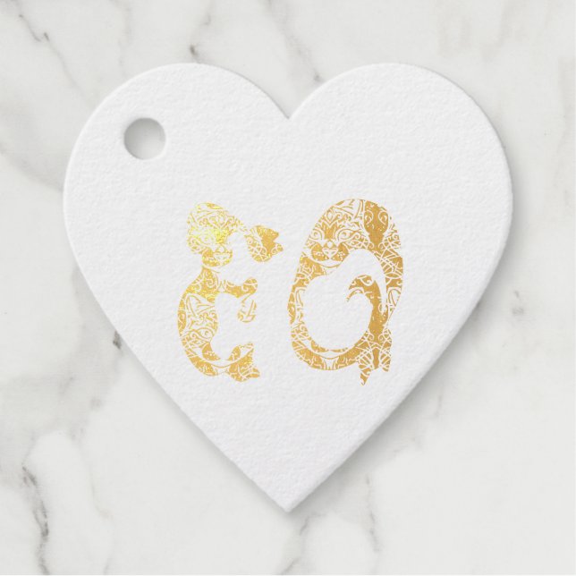 Monogram-Initialen in Cat English Language Foil Fa Geschenkanhänger (Vorderseite)