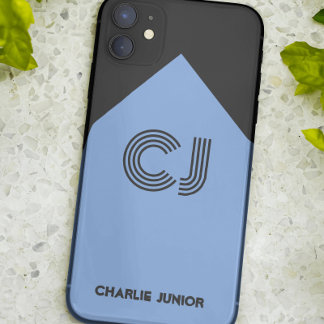 Monogram Initialen Minimalistisches Schwarz & Aqua Case-Mate iPhone Hülle