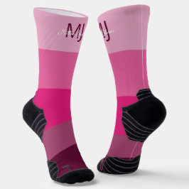 MONOGRAM-INITIALEN NAME PINK GRADIENT LINE PATTERN SOCKEN