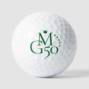 Monogram Initials 50. Crown Stars Green Birthday Golfball