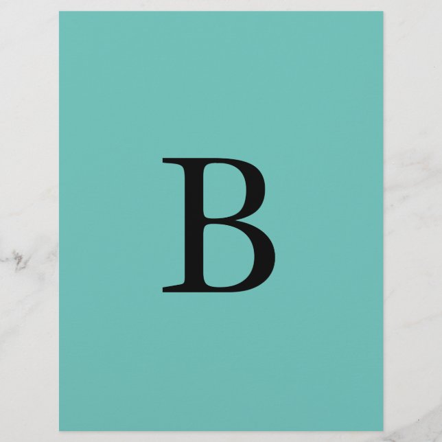 Monogram Initials Aquamarin Blue Colorful Individu Briefbogen (Vorderseite)