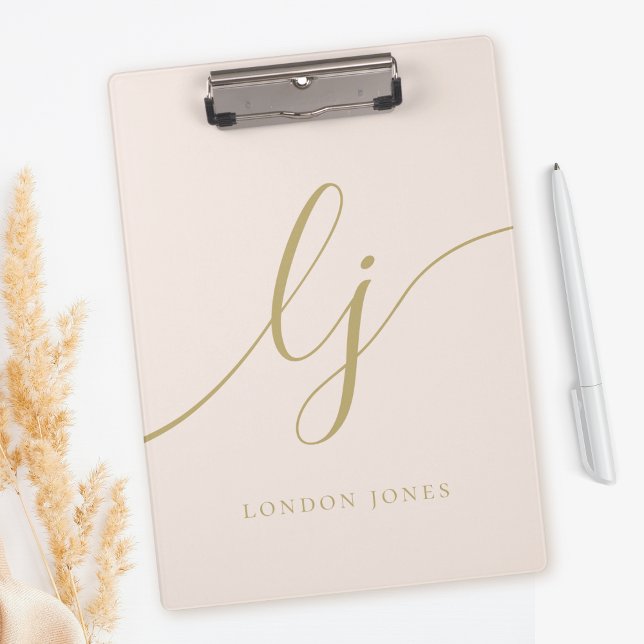 Monogram Initials Beruflich Blush Gold Name Klemmbrett (Von Creator hochgeladen)