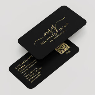 Monogram Initials Berufliche Minimal Black Visitenkarte