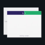Monogram Initials Blue Green Band Stationierung Mitteilungskarte<br><div class="desc">Dieses einfache, moderne Design verfügt über ein zweifarbiges Band mit 2 Initialen und dem Namen/Text am unteren Rand. Klicken Sie auf die Schaltfläche Anpassen, wenn Sie die Designelemente anpassen und/oder den Text weiter verändern möchten! Variationen dieses Designs, zusätzliche Farben sowie koordinierende Produkte sind in unserem Shop, zazzle.com/store/doodlelulu verfügbar. Kontaktieren Sie...</div>
