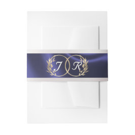 Monogram Initials Blue Ribbon Wedding Einladungsbanderole