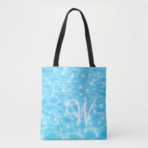 Monogram Initials blue water rippwater texture Tasche