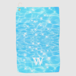 Monogram Initials blue water rippwater textures Golfhandtuch