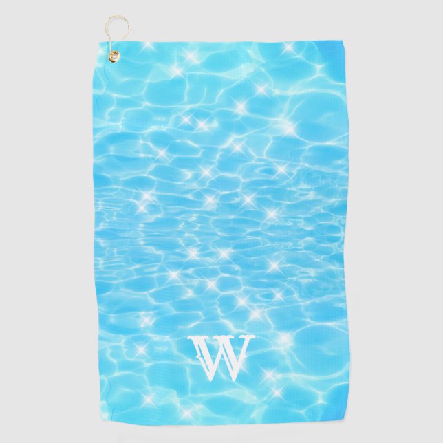 Monogram Initials blue water rippwater textures Golfhandtuch (Vorderseite)