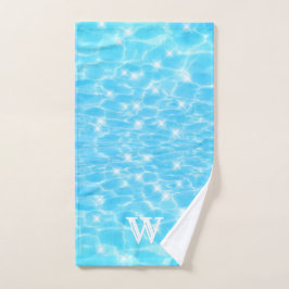 Monogram Initials blue water rippwater textures Handtuch