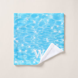 Monogram Initials blue water rippwater textures Waschlappen