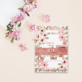 Monogram Initials Blush Floral Wedding Einladungsbanderole