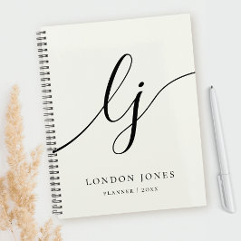 Monogram Initials Business Planner Elfenbeinschrif Planer