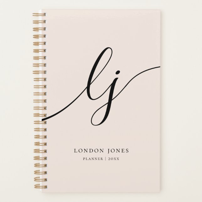 Monogram Initials Business Planner Script Name (Devant)