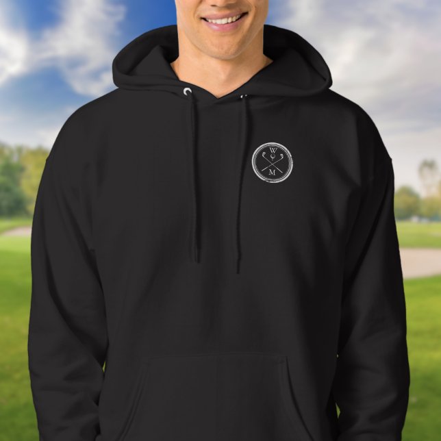 Monogram Initials Classic Crossed Golf Clubs Hoodie (Monogram Initials Classic Crossed Golf Clubs Hoodie)