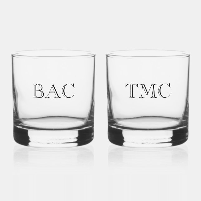 Monogram Initials Classic Wedding Couple Timeless Whiskyglas (Vorderseite)