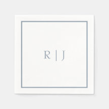 Monogram Initials Dusty Blue Simple Wedding
