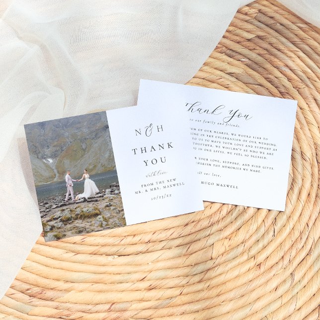 Monogram Initials Elegant Ampersand Foto Hochzeit Dankeskarte (Von Creator hochgeladen)