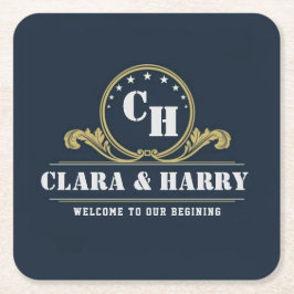 Monogram Initials elegant calligraphic minimalist Rechteckiger Pappuntersetzer