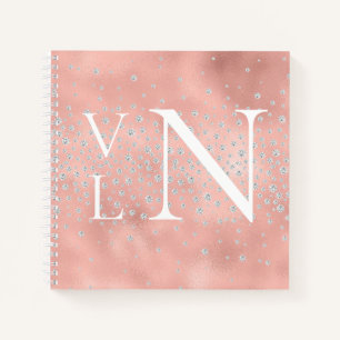 Monogram-Initials für individuelles Peach-Notebook Notizbuch