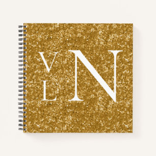 Monogram-Initials für kundenspezifische Gold-Noteb Notizbuch