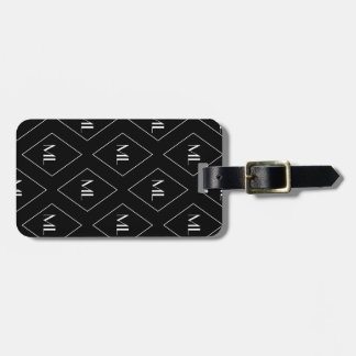 Monogram Initials Geometric Pattern Black Gepäckanhänger