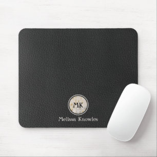 Monogram Initials Gold Cowhide Print Metallic Mousepad