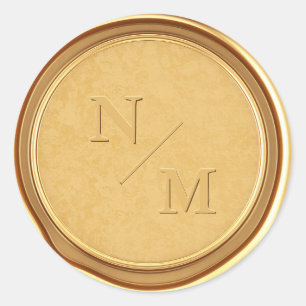 Monogram Initials Gold Wax Wedding Envelope Runder Aufkleber