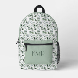 Monogram Initials Greenerity Blätter Botanical Bedruckter Rucksack