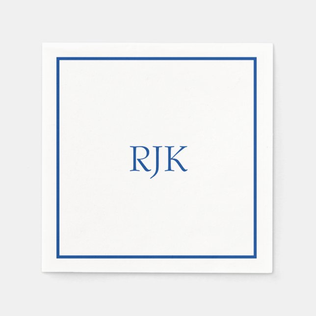 Monogram Initials Individuelle Name Blue Trendy 20 Serviette (Vorderseite)