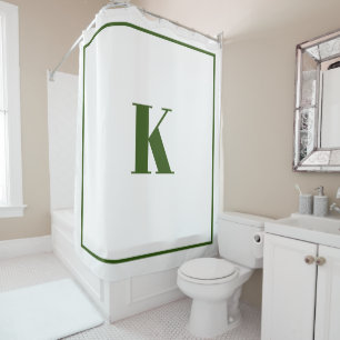 Monogram Initials Individuelle Name Forest Green Duschvorhang