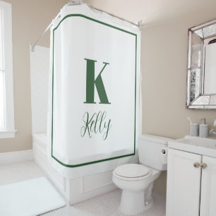 Monogram Initials Individuelle Name Hunter Green W Duschvorhang