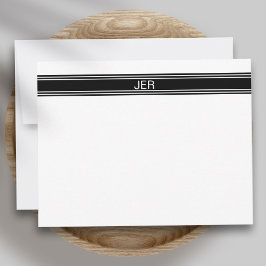 Monogram Initials Modern Sisimple Black & White Mitteilungskarte