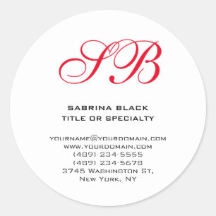 Monogram Initials Name Adresse E-Mail Telefon Runder Aufkleber