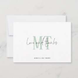 Monogram Initials Names Sage Wedding Vielen Dank Mitteilungskarte