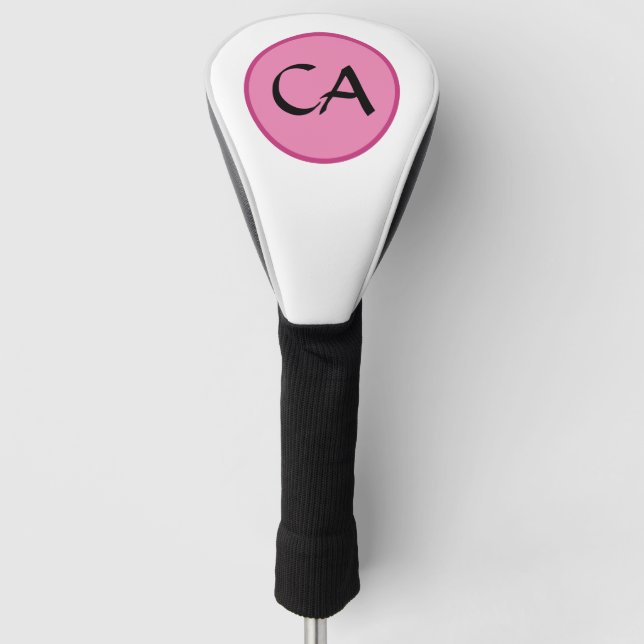 Monogram Initials Pink Black Typografy Golf Headcover (Vorderseite)