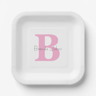 Monogram Initials Pink Individuelle Name Baby Shoo Pappteller