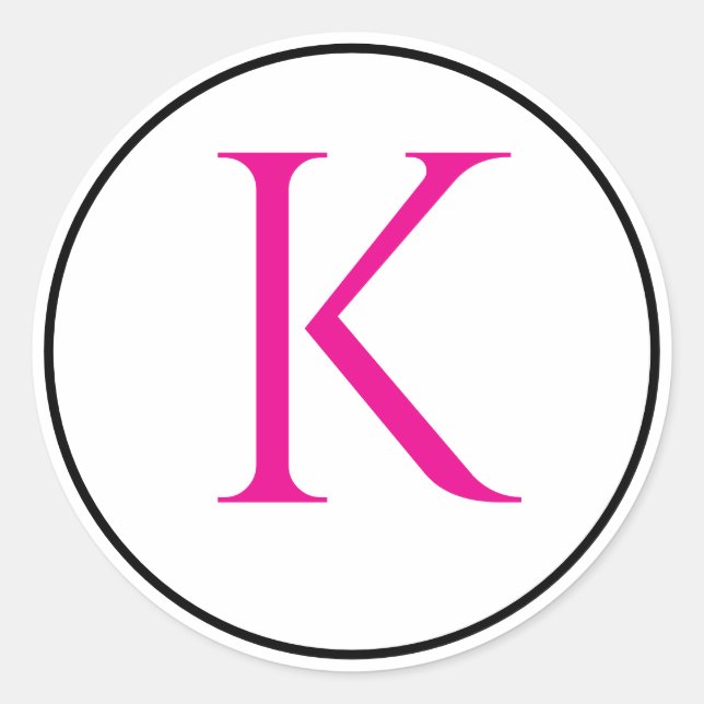 Monogram Initials Pink Schwarz-weiß einfache Minim Runder Aufkleber (Vorderseite)